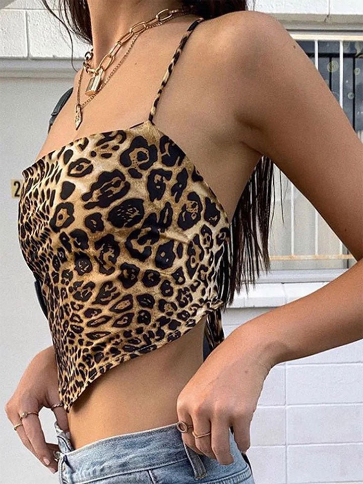 Leopard Print Cross-Back Tank Top