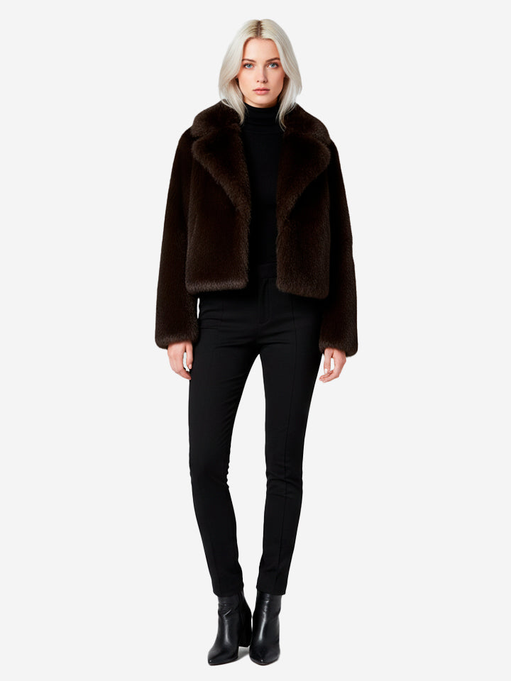 Faux Fur Effect Long Sleeve Jacket