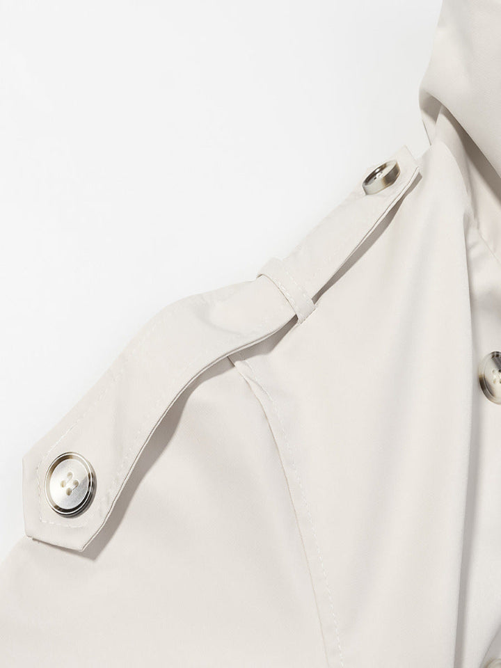 Double-Breasted Trench Coat with Stand Collar