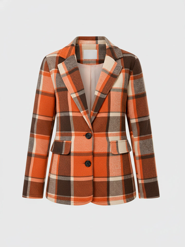 Plaid Lapel Collar Blazer