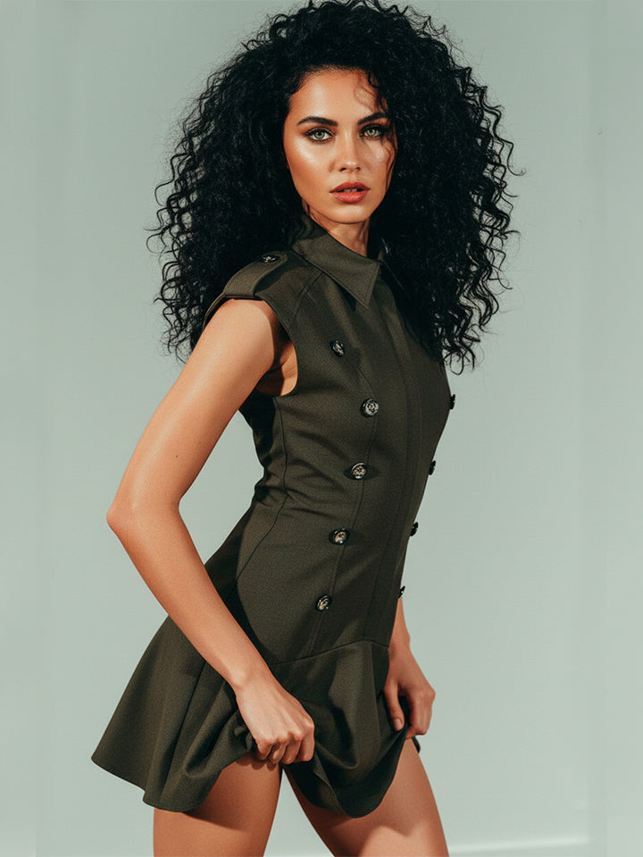 Layered Shoulder Pad Dress