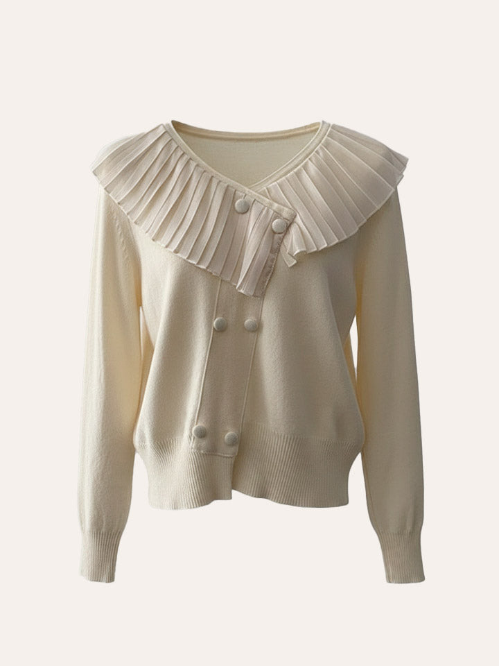 Ruffled V-Neck Knit Top