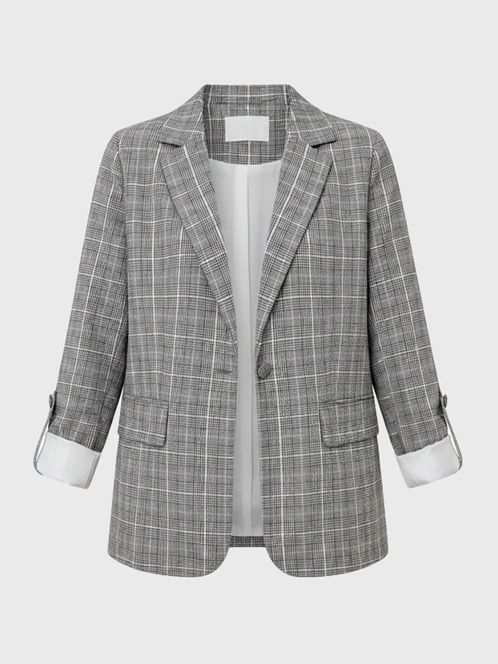 Single-Breasted Plaid Blazer