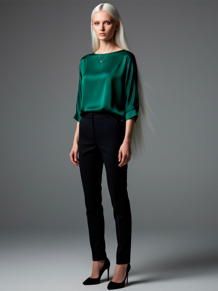 Refined Satin Sweater - Glossy Elegant Texture