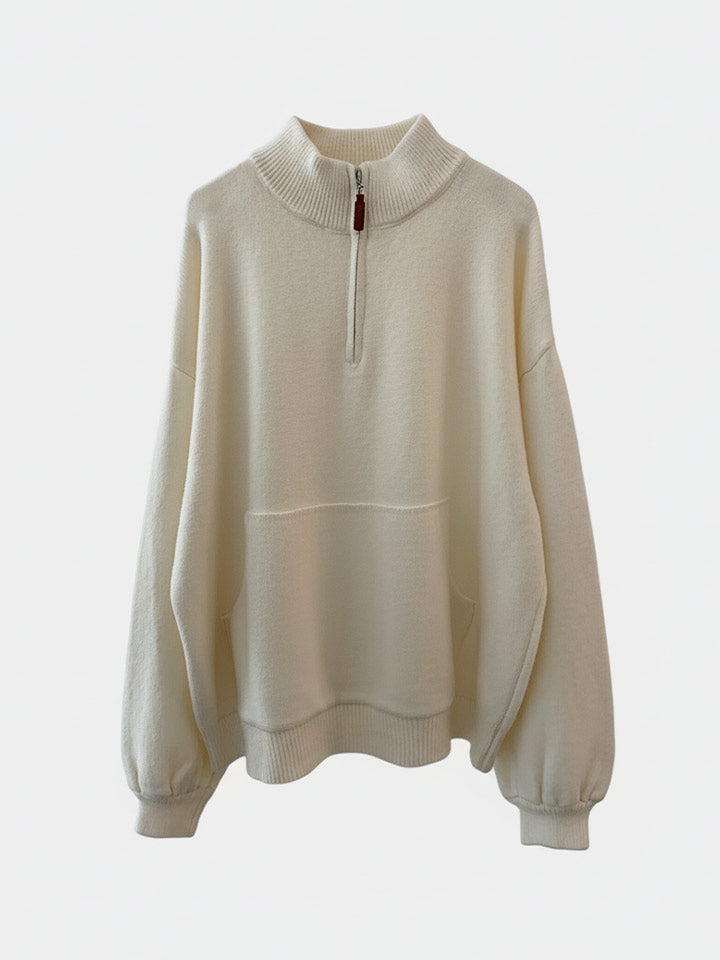 Arctic Velvet Half-Zip Stand Collar Sweater