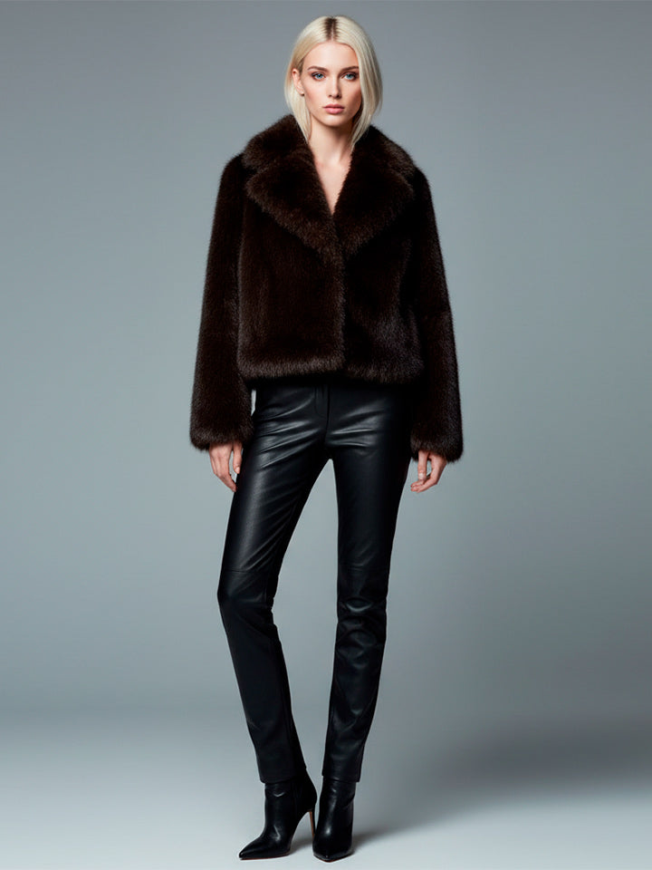 Faux Fur Effect Long Sleeve Jacket