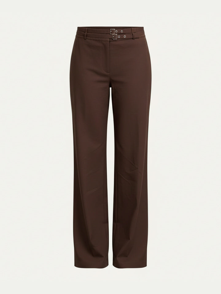 Solid Woven Polyester Trousers