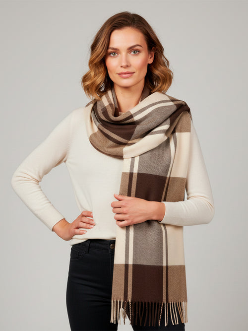 Checkered Faux Cashmere Scarf