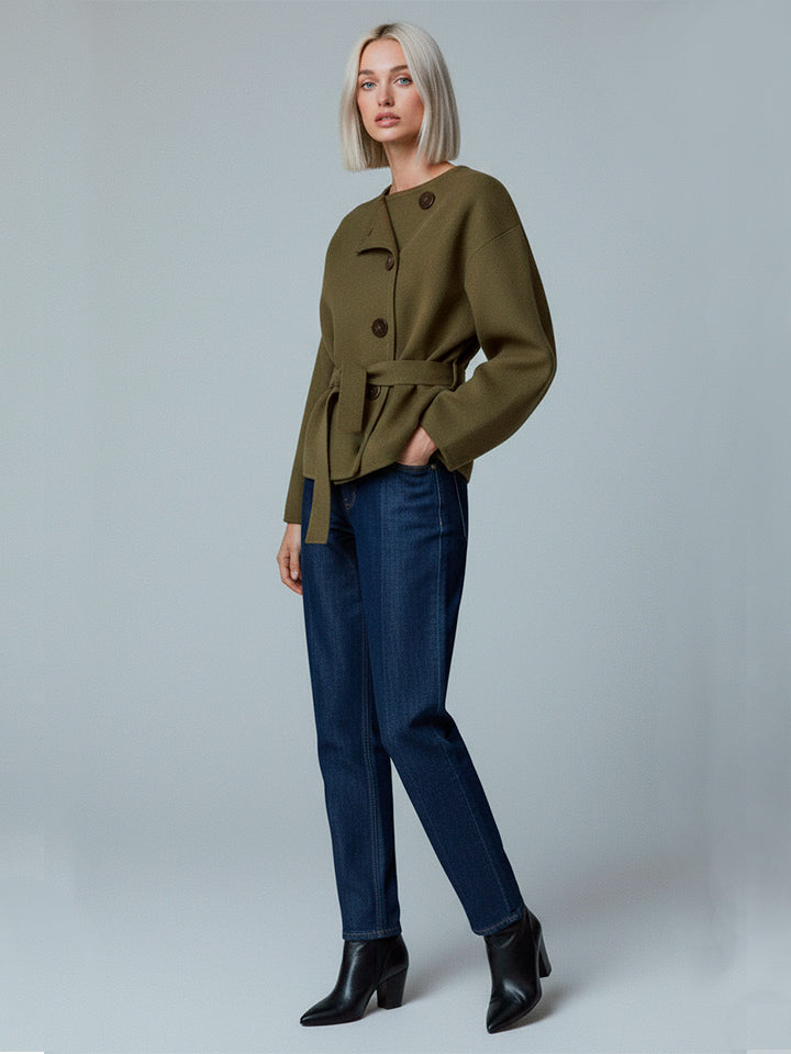 Women's Round Neck Single-Breasted Jacket