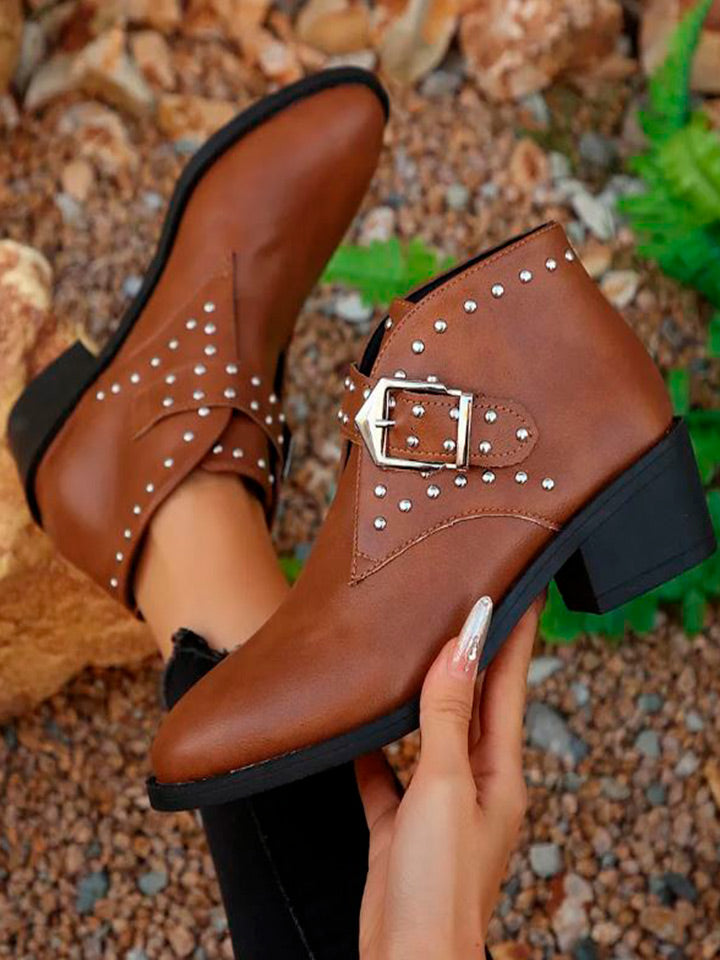 Studded Buckle Chelsea Boots