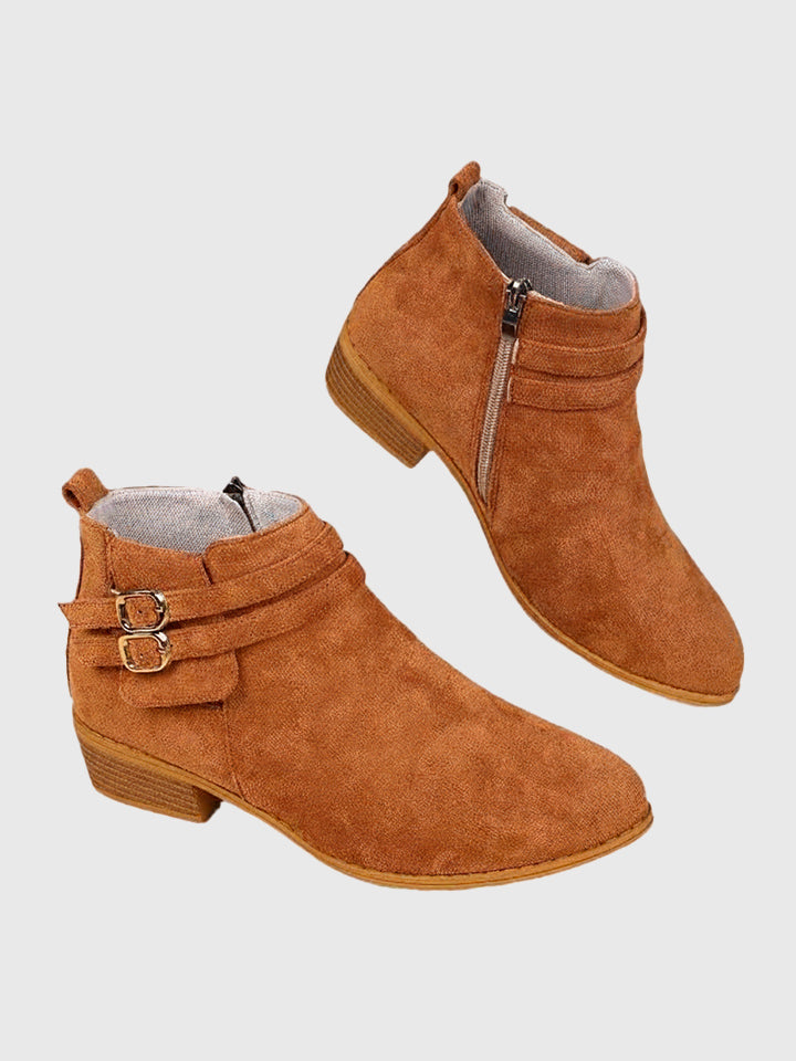 Point Toe Block Heel Suede Boots
