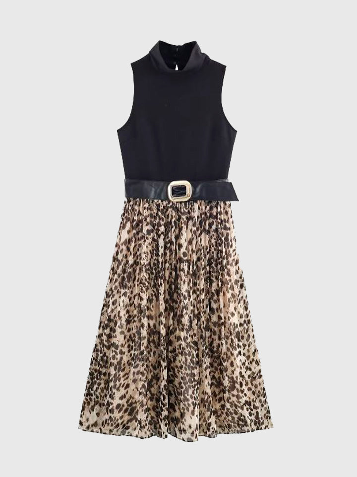 Sleeveless High-Neck Midi Dress