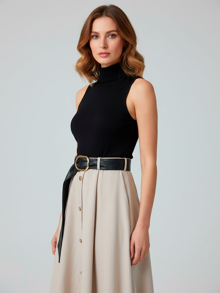 Belted Sleeveless Maxi Dress