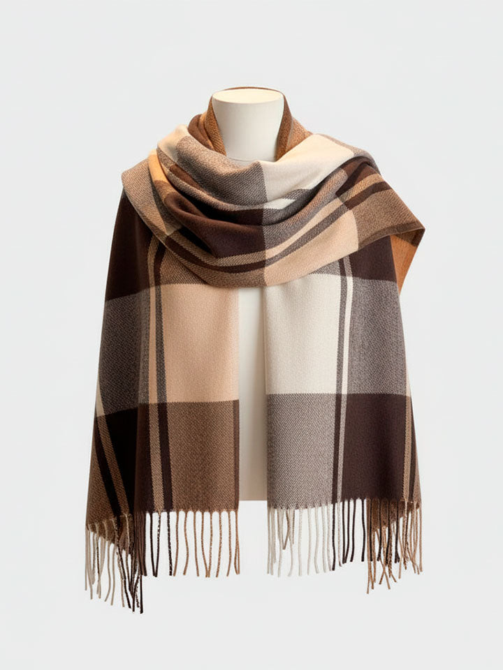 Checkered Faux Cashmere Scarf