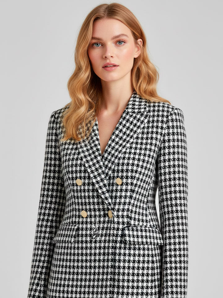 Heritage Houndstooth Double-Breasted Blazer