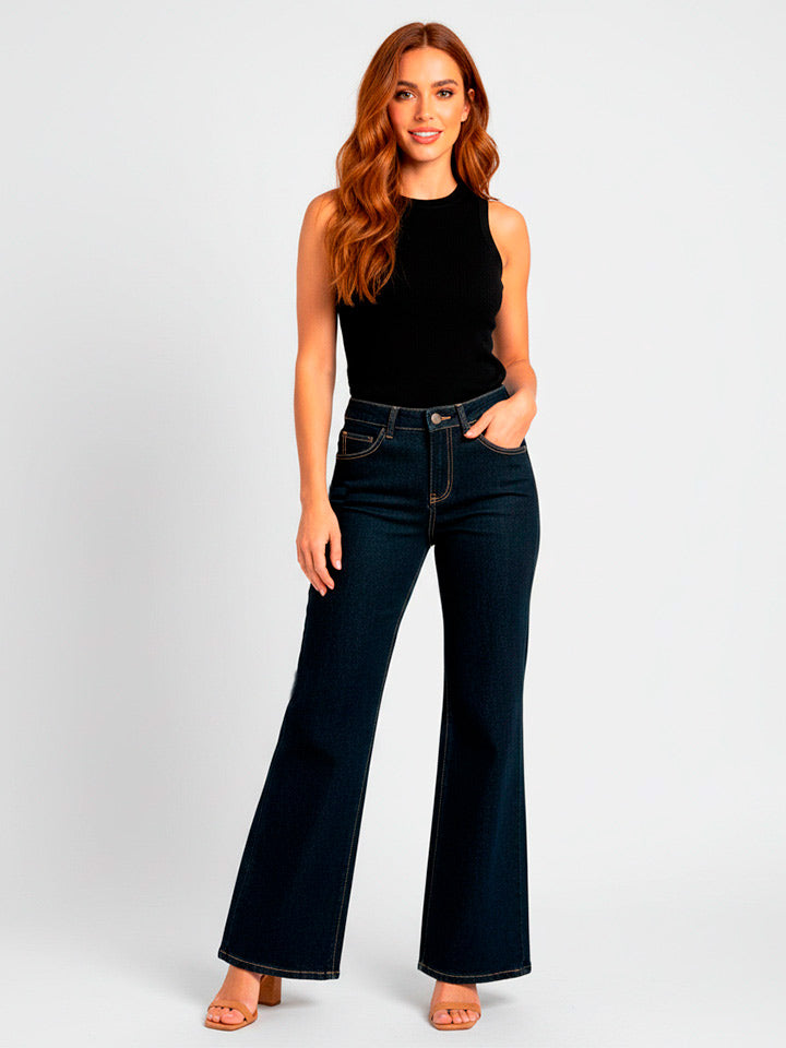 Black Retro Flared Patchwork Jeans