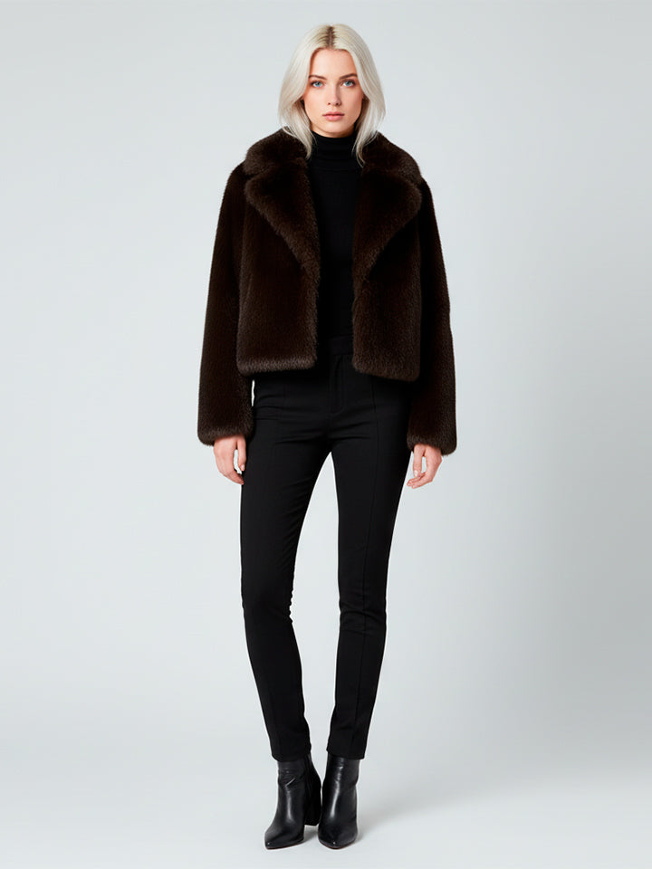 Faux Fur Effect Long Sleeve Jacket