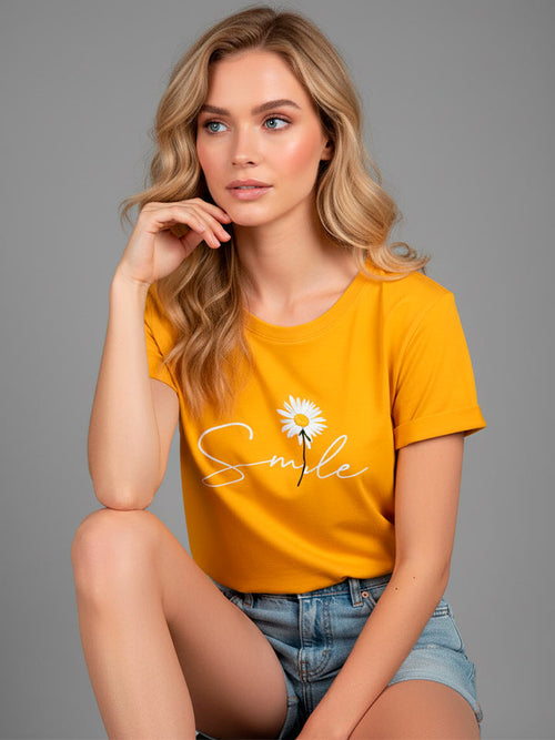 Botanical Motif Crew Neck Tee
