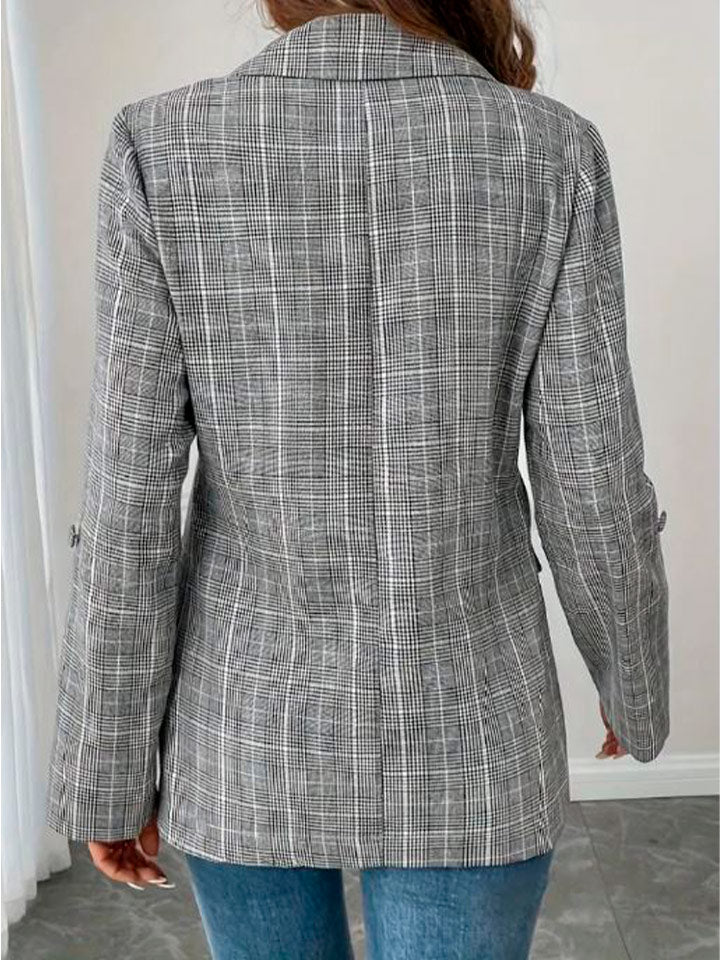 Single-Breasted Plaid Blazer