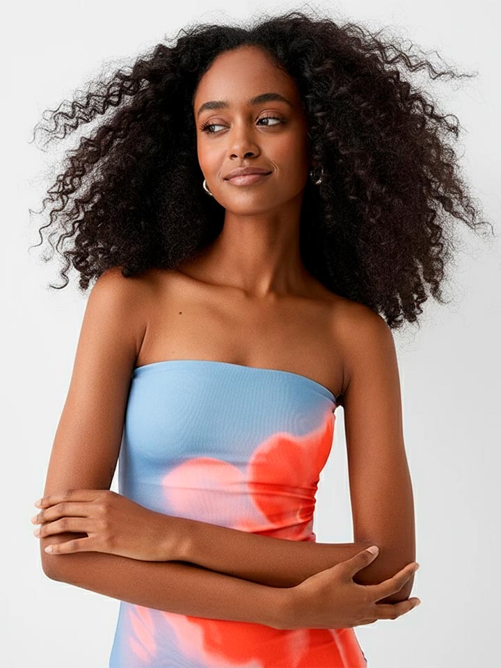 Strapless Print Tube Maxi Dress