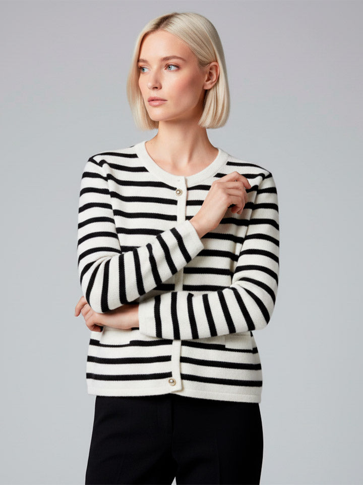 Refined Striped Knit Cardigan