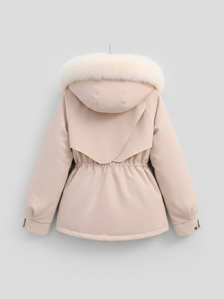 Hooded Quilted Puffer Jacket with Faux Fur Trim