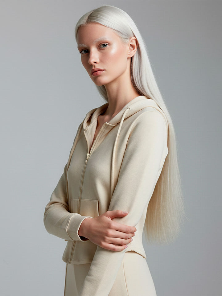 Contemporary Cropped Zip-Up Hooded Jacket