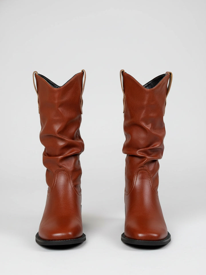 Pleated Western Cowboy Boots
