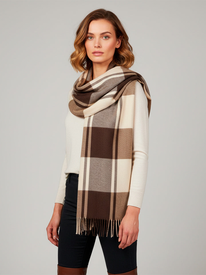 Checkered Faux Cashmere Scarf