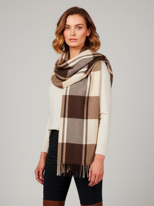 Checkered Faux Cashmere Scarf