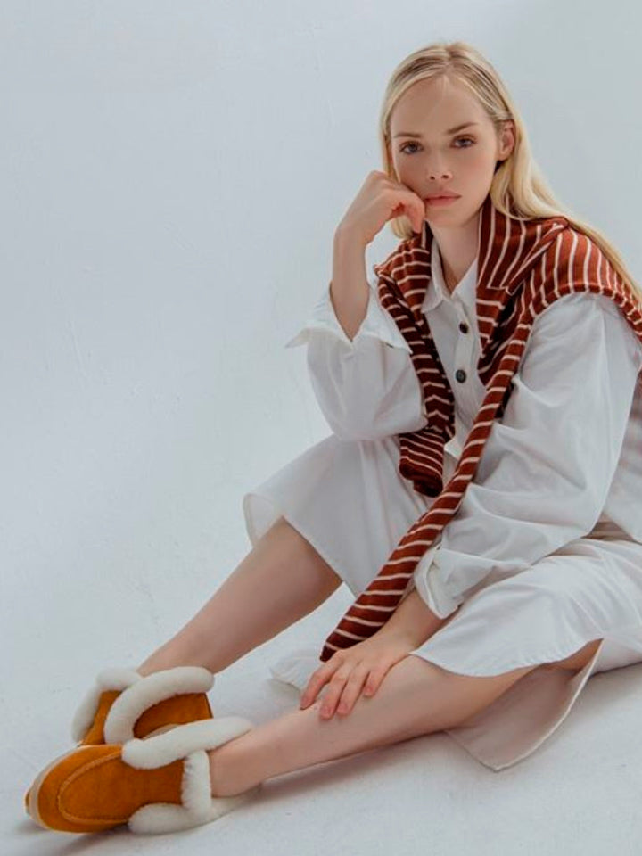 Suede Ankle Boots with Natural Fur Lining