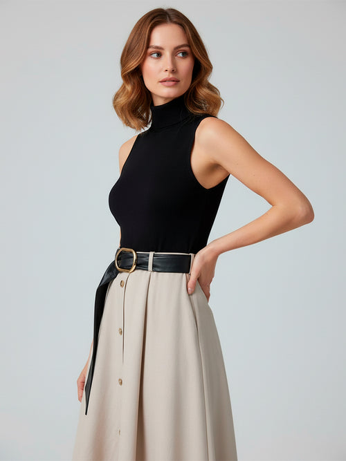 Belted Sleeveless Maxi Dress