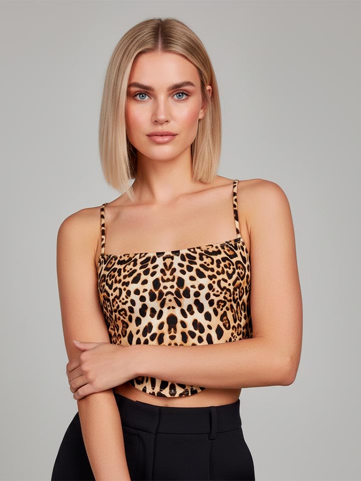 Leopard Print Cross-Back Tank Top