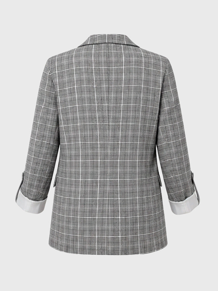 Single-Breasted Plaid Blazer
