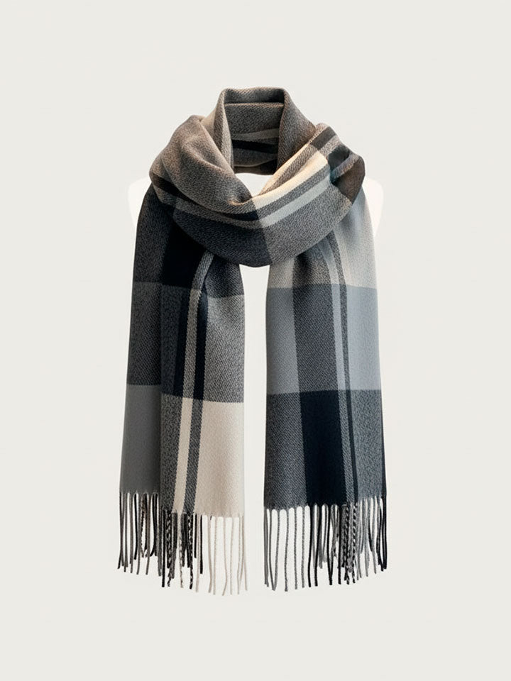Checkered Faux Cashmere Scarf