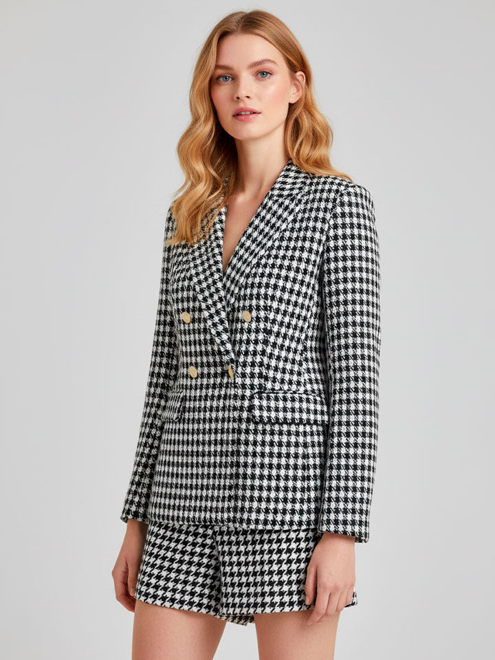 Heritage Houndstooth Double-Breasted Blazer