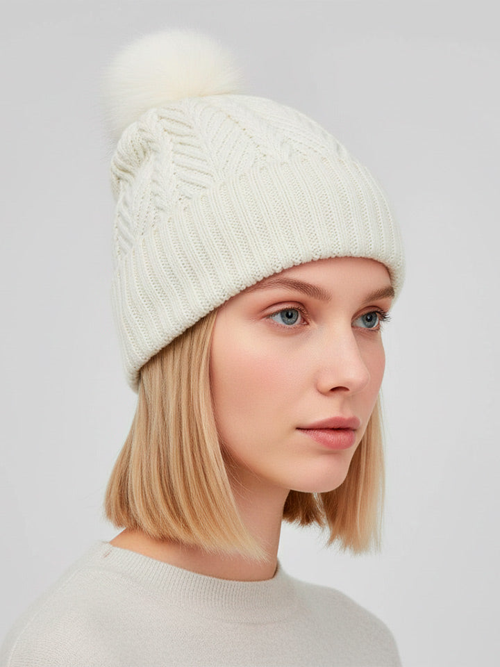 Cable Knit Pompom Hat
