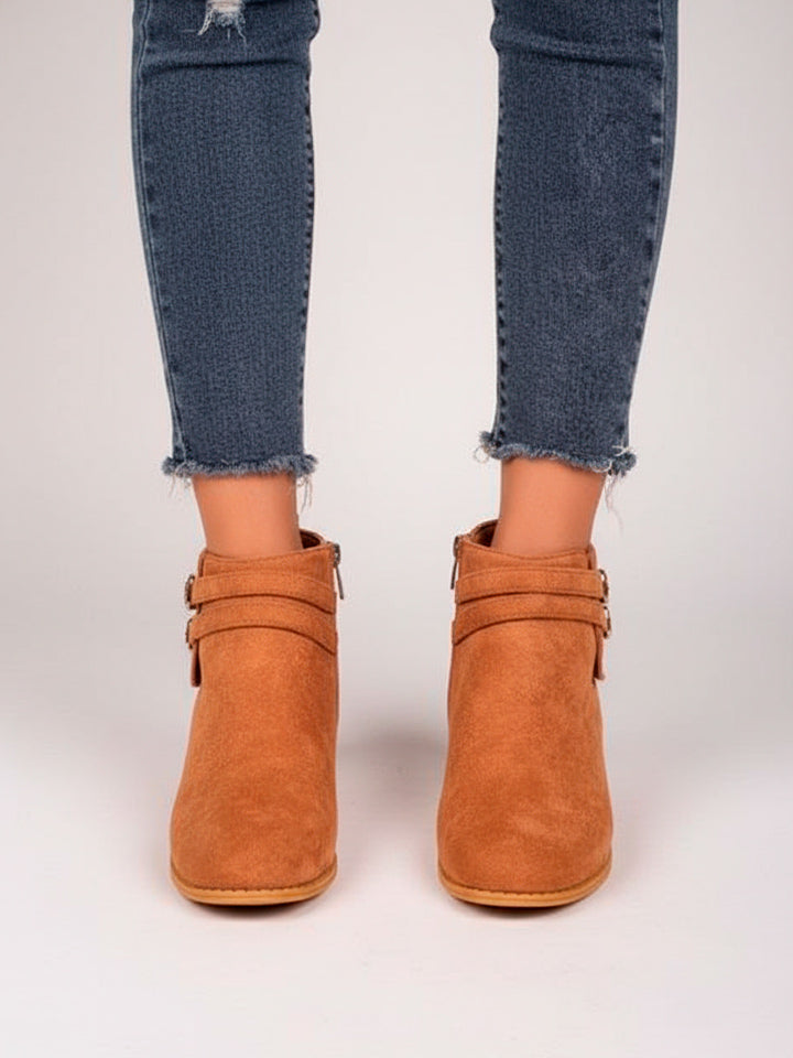 Point Toe Block Heel Suede Boots