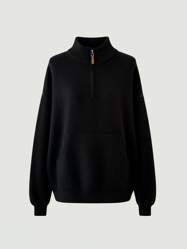 Arctic Velvet Half-Zip Stand Collar Sweater