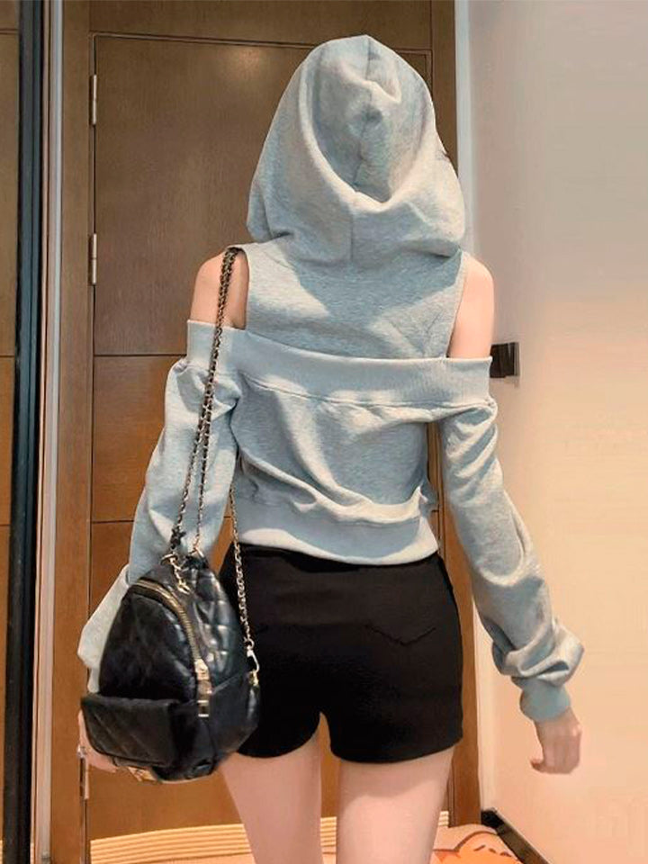 Grey Panel Hooded Sweatshirt