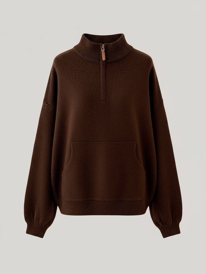 Arctic Velvet Half-Zip Stand Collar Sweater