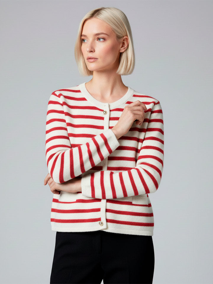 Refined Striped Knit Cardigan