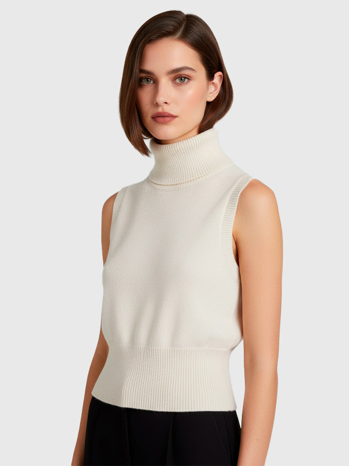 High Neck Knitted Vest