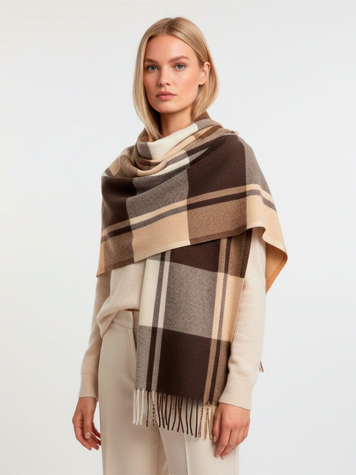 Checkered Faux Cashmere Scarf