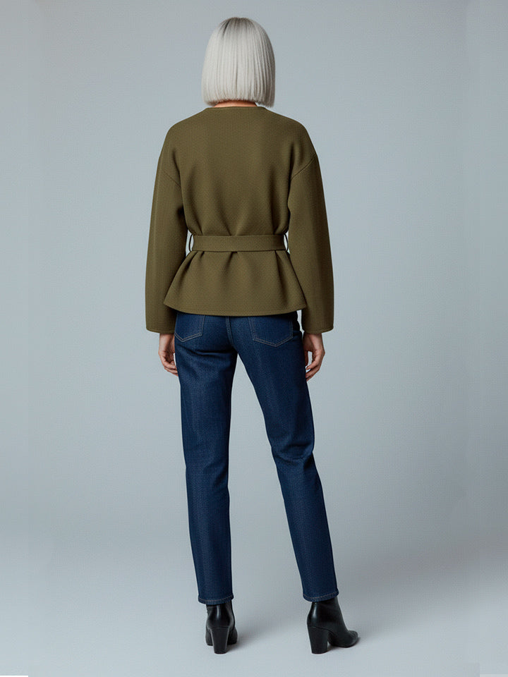 Women's Round Neck Single-Breasted Jacket