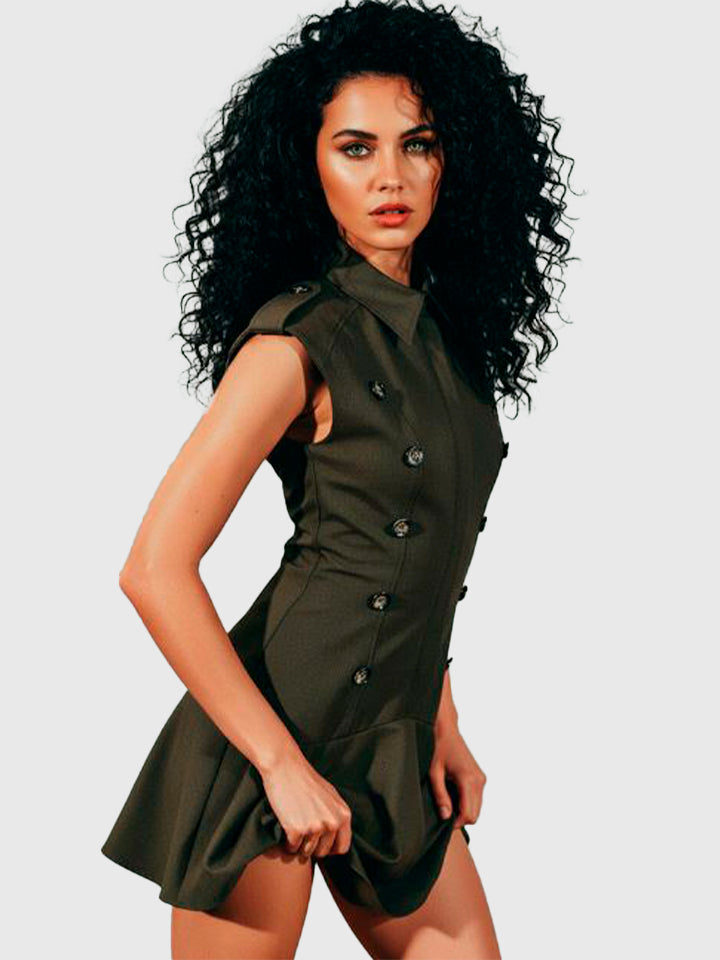 Layered Shoulder Pad Dress