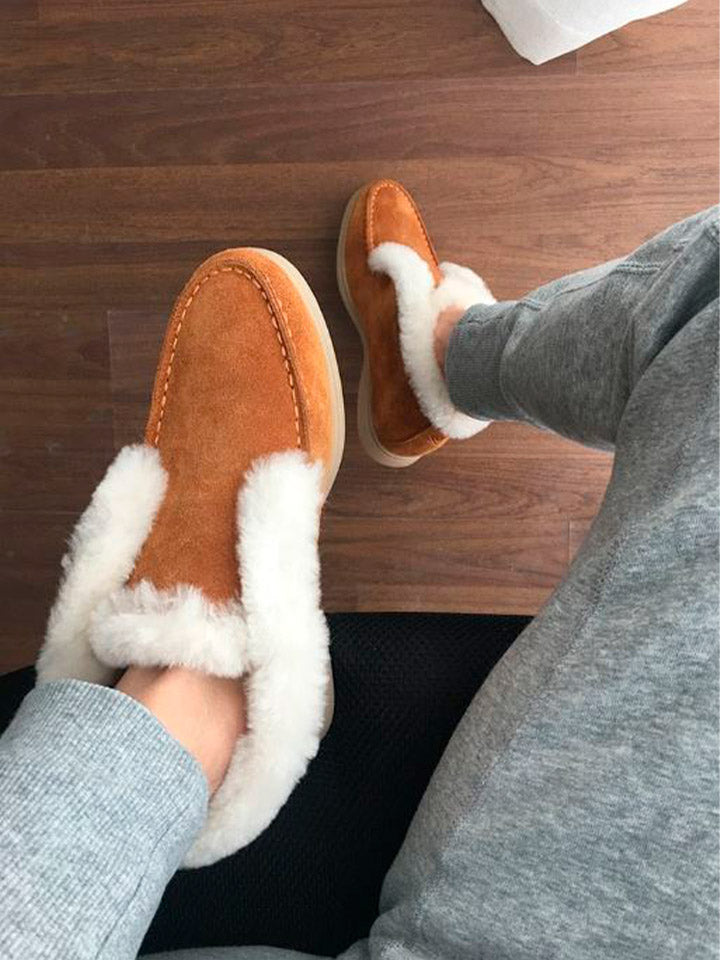 Suede Ankle Boots with Natural Fur Lining