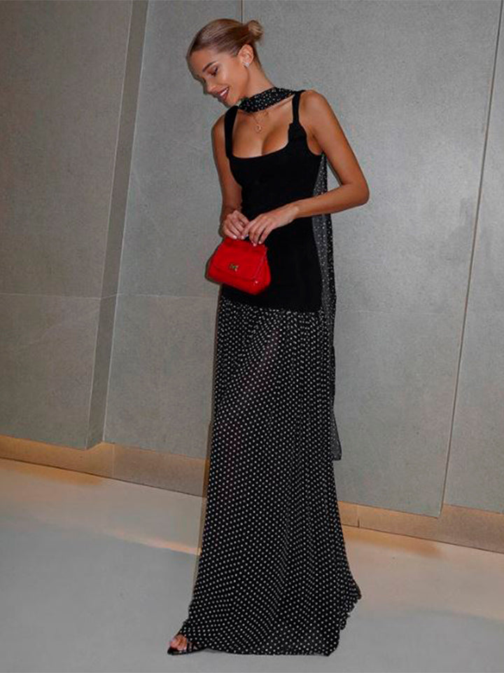 Ruched Polka Dot Midi Dress