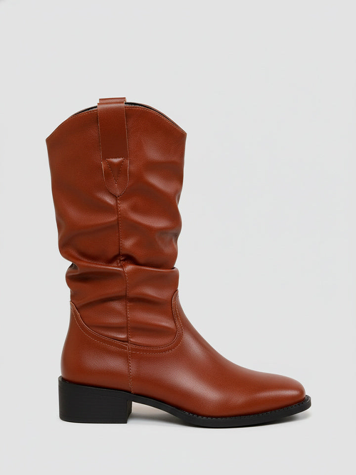 Pleated Western Cowboy Boots