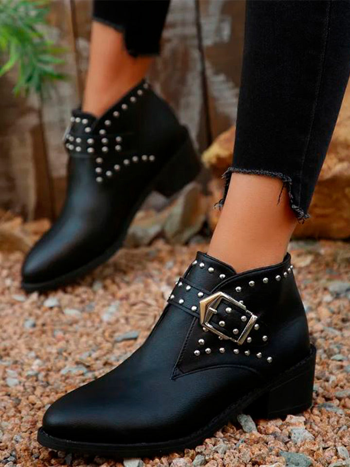 Studded Buckle Chelsea Boots